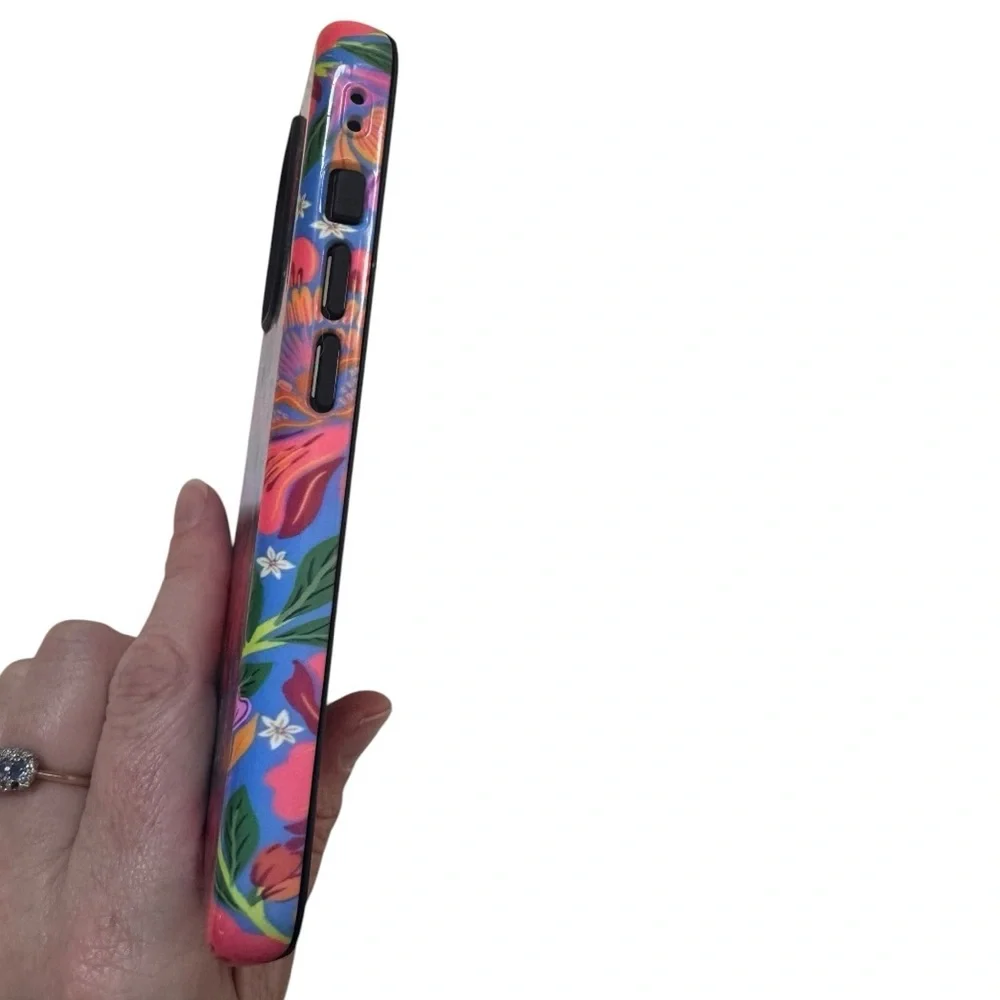 NEW iPhone 15 Pro case Bold Blue & Pink Floral Print periwinkle shock absorbing